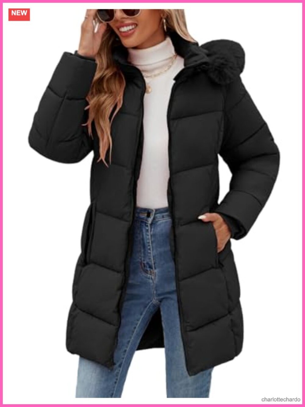 Womens Puffer Parka Mid-Length Thicken Warm Hooded Winter Coat Outwear